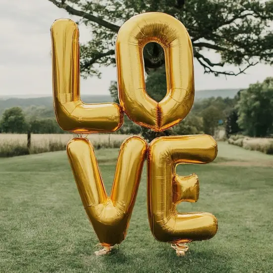 40 Inch Giant Jumbo Helium Foil Mylar Balloons Bouquet (Premium Quality), Matte Gold, Letters LOVE {1}
