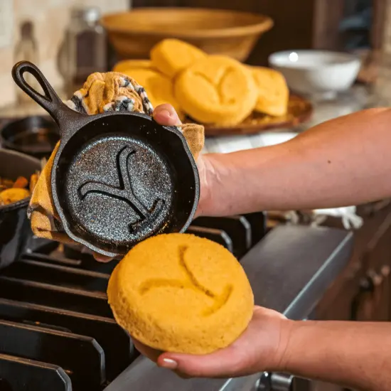 Lodge Yellowstone Mini Skillet, 5 inch Cast Iron Power Y Authentic Collectible Pre-Seasoned Cookware Inspired by the Hit TV Show {3}