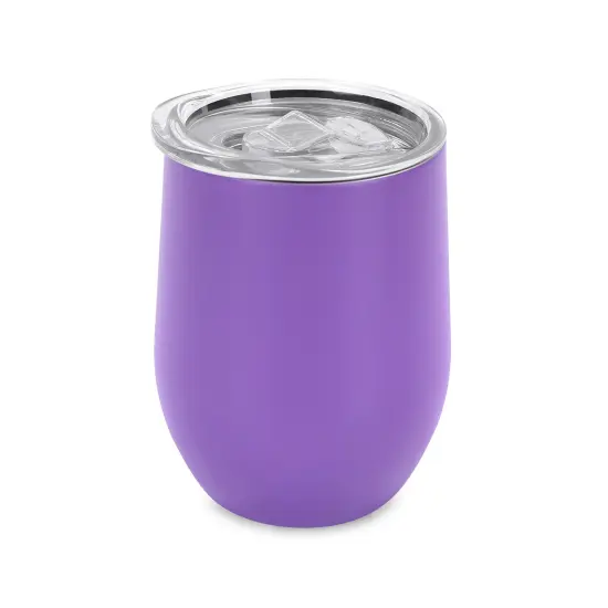 Makerflo 12 oz Powder Coated Wine Tumbler with Leak-Proof Clear Lid, Ideal for Craft and Personalization (Laser Engraving, UV DTF, Epoxy, and Vinyl) Purple {2}