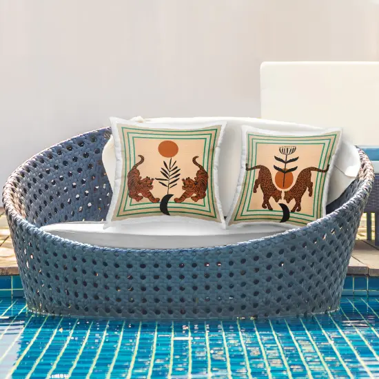 Stupell Industries Boho Symmetrical Wild Cats 2pc Outdoor Printed Throw Pillow Set Design by Melissa Wang, 18 x 7 x 18 {2}