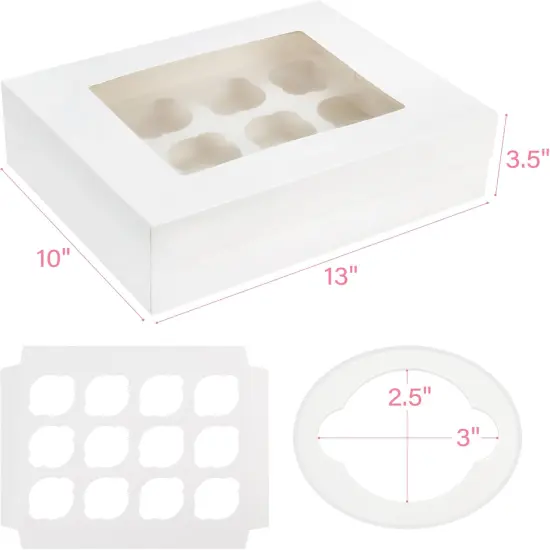 8 Set Cupcake Boxes 12 Count, Cupcake Containers with Window Holding 96 Cupcakes, Food Grade Cupcake Holder, Bakery Pastry Boxes for Birthday Holiday Party, White {2}