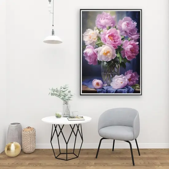 Paint by Numbers Kit for Adults Framed,Flowers Paint by Number for Adults,Adults' Paint-by-Number Kits on Canvas with Wooden Easel for Home Wall Decor 12X16 Inch {3}