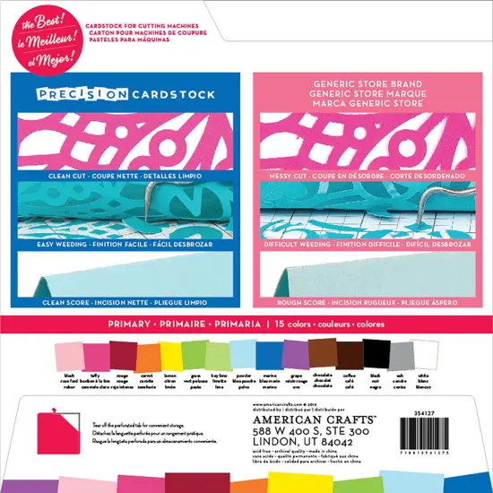American Crafts Precision Cardstock Pack 80lb 12"X12" 60/Pkg-Primary/Textured {3}
