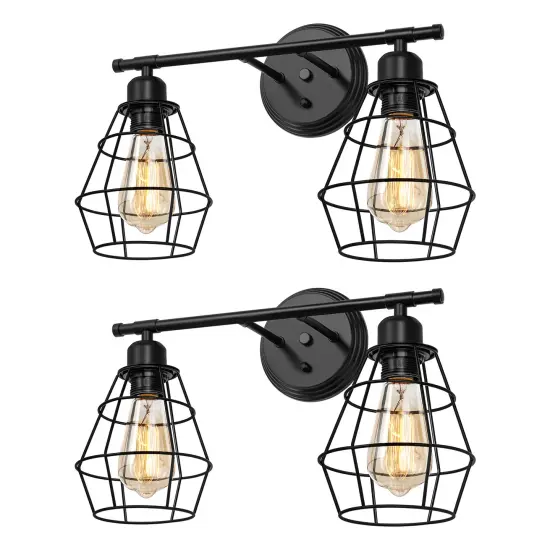2-Light Industrial Vanity Light Rustic Wall Sconce for Bathroom, Farmhouse, or Kitchen Durable Metal Fixture with Adjustable Lighting, Easy Installation {1}