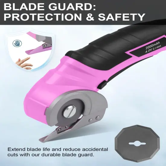 Cordless Electric Scissors Cardboard Cutter - Rechargeable 4V Rotary Cutter with Self-Sharpening Blade Heavy Duty Box Scissor with Safety Lock for Cardboard, Crafting, Carpet, Leather {4}