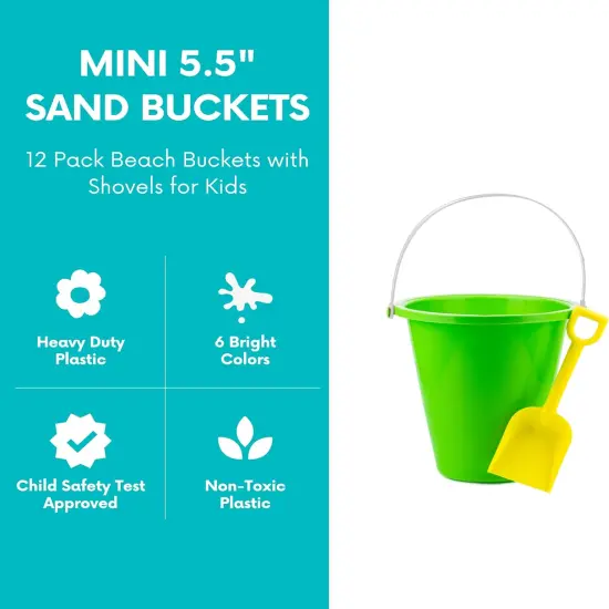 4E's Novelty 12 Pack Beach Buckets with Shovels Bulk &ndash; 7" Sand Buckets & Shovels for Sand & Outdoor Play {5}