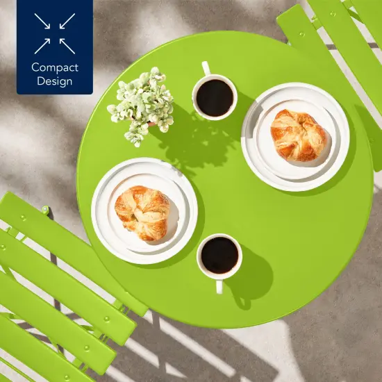 Best Choice Products 3-Piece Small Bistro Set, Folding Patio Furniture Set of 2 Chairs and Table Lime Green {6}