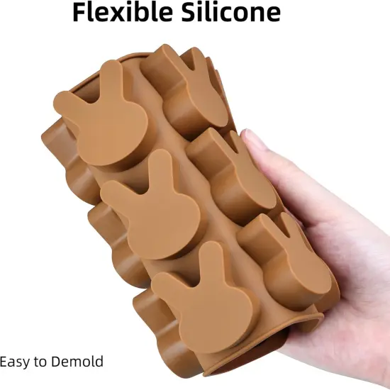 Easter Bunny Molds 2pcs Silicone Chocolate Mold Rabbit Shape Easter Candy Mold 15 Cavity for Resin Soap Ice Cube Gummy Cupcake Decoration {4}