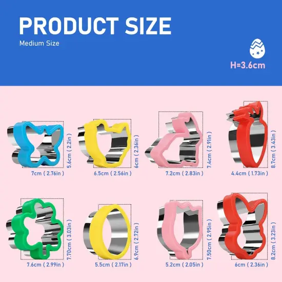 8 Pcs Easter Cookie Cutters, Sandwich Cutters, Holiday Biscuit Cutters with Comfort Grip, Molds for Cakes Biscuits and Sandwiches, Holiday Decorative Party Supplies {5}