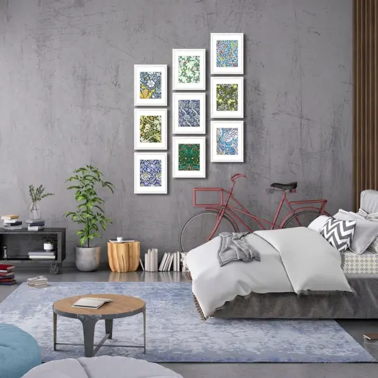 11x14 Picture Frame Set of 9 for Pictures 8x10 with Mat or 11x14 Without Mat, Wall Gallery or Tabletop display Photo Frames in White {4}