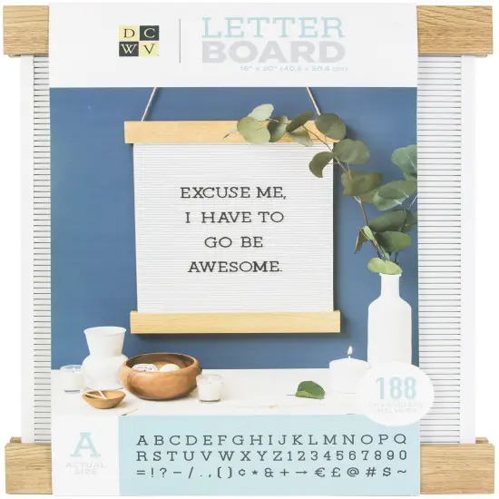 DCWV Hanger Frame Letterboard 16"x20" With Letters 188/Pkg-Black {1}