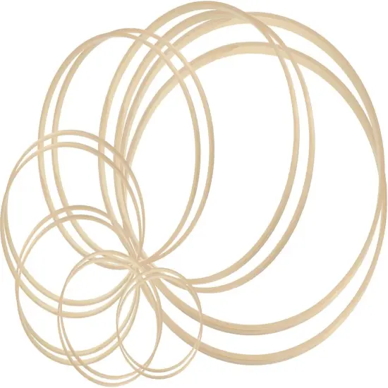 14 Pieces 7 Sizes Wooden Bamboo Floral Hoop Set Macrame Craft Wreath Round Wooden Hoops for DIY Wreath Decor Dream Catcher and Crafts Making {1}