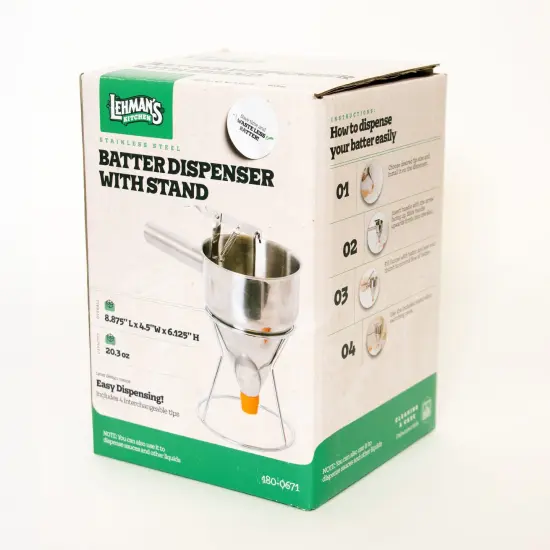Lehman's Stainless Steel Batter Dispenser with Stand, Effortless Pancake, Waffle, and Crepe Batter Dispensing {3}