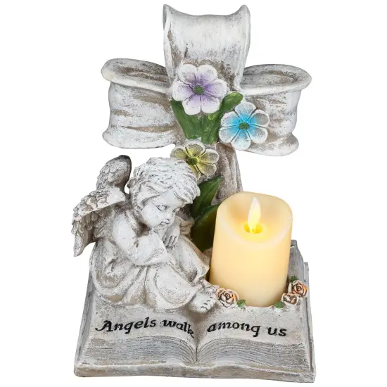 Northlight Angels Walk Among Us Flameless Cherub Candle Holder - 8" Beige {7}