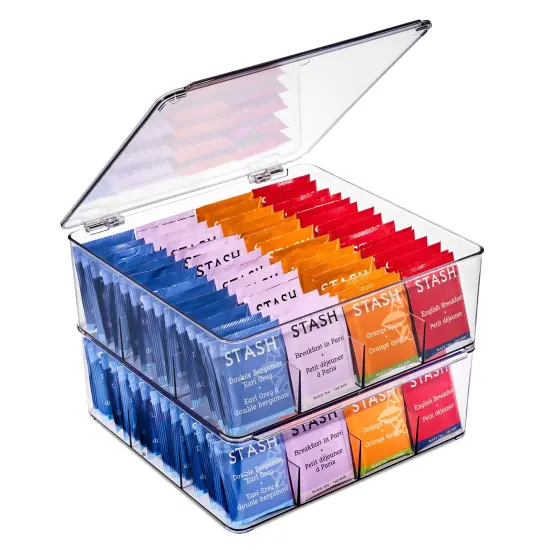 Sorbus Tea Bag Organizer, Stackable Tea Bag Storage Organizer with 12 Compartments and Hinged Lid {1}