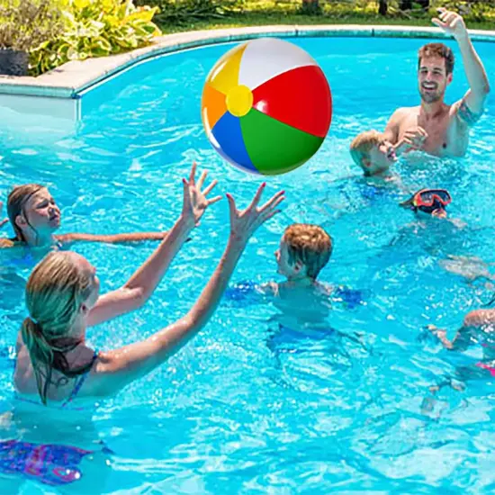 4E's Novelty 24 Pack Bulk Inflatable Beach Balls &ndash; 16"" Classic Rainbow Pool Balls for Swimming Pool {6}