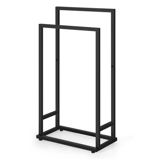 Square Tube Freestanding Towel Rack Modern Bathroom Storage Organizer for Towels & Clothes {6}