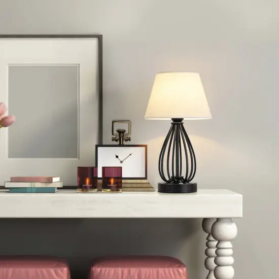 2pcs USB Touch Control Desk Lamp Set Bedside Table Lamps with AC Socket & Dual USB Ports, 3-Way Dimmable, Linen Shade Eye-Caring Nightstand Lighting {5}