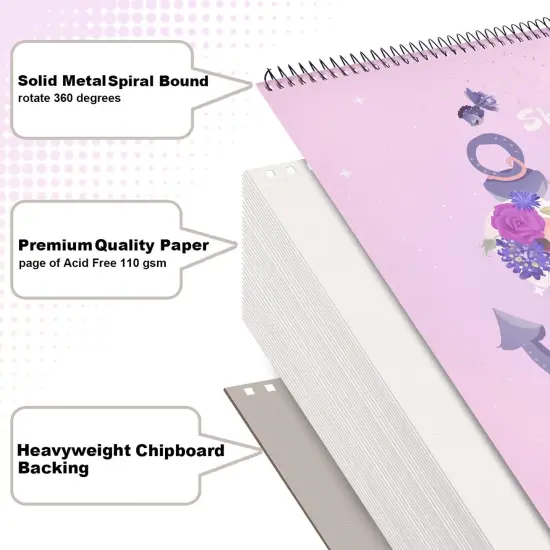 Sketch Book for Kids, 8&rdquo;X11.5&rdquo; 100 Pages(110gsm), Spiral Bound Artist Sketch Pad, Durable Acid Free Sketchbook for Painting, Sketching or Doodling, Best Gifts for Drawing Boys and Girls, White {3}