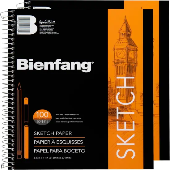 Sketch Pad 8.5x11 Inch, (2-Pack) 100 Sheets of 60lb 90gsm Art Paper, Spiral Bound Sketch Book Drawing Notebook {1}