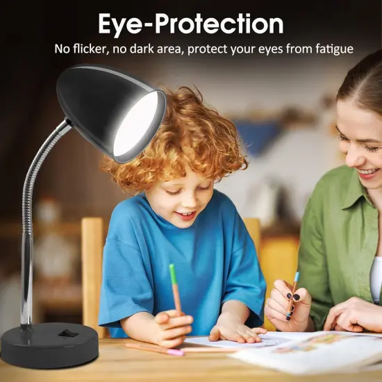 LED Desk Lamp, Flexible Gooseneck with Table lamp, 3.5W 240LM 4000K Cool White Study Lamps for Bedroom and Office, Eye Protection, ETL Listed,Black {5}