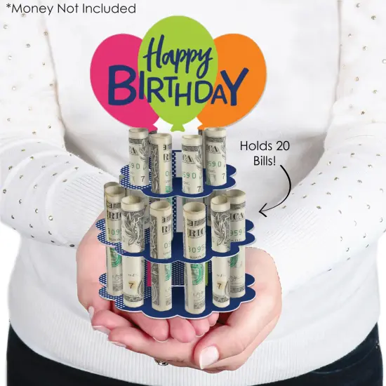 Big Dot of Happiness Cheerful Happy Birthday - DIY Colorful Birthday Party Money Holder Gift - Cash Cake {3}