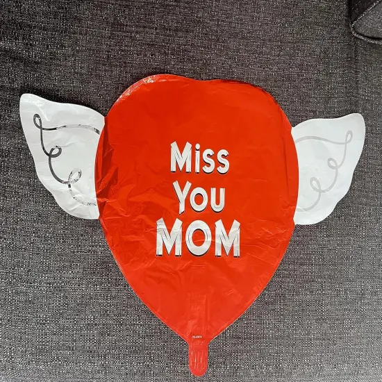 Miss You Mom Heavenly Balloons heart shaped with angel wings (Red) {4}
