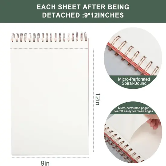 Mixed Media Sketchbook, 9x12 inches Sketch Pad 60 Sheets (98lb/160gsm) Heavyweight Drawing Papers, Top Spiral Bound Hardcover Watercolor Paper, for Wet and Dry Media (1) {4}