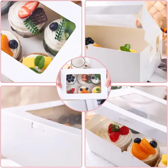 6 Count White Cupcake Boxes, 15 Pack Cupcake Containers, 9.5 x 6.3 x 3 inches, Holding 90 Pastry Box for Birthday Holiday Party Bakery Supplies {3}