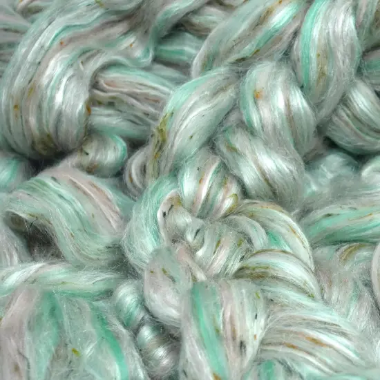 Designer Blend Merino, Silk, Tweed Top Roving. Fancy, Colorful, Exotic - Limited Edition. Mint Chip {3}