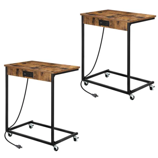 Side Table with Storage Basket, Sofa Side Table, Bedside Table, Bedside Table, Bookshelf C-Shaped Coffee Table, Living Room, Bedroom, Kitchen, Bathroom, Dining Room {1}