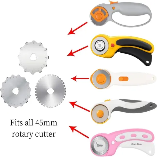 45mm Crochet Edge Rotary Cutter Blades, Skip Stitch Rotary Blades Fits , Perforating Rotary Replacement Blade, Pack of 6 {2}