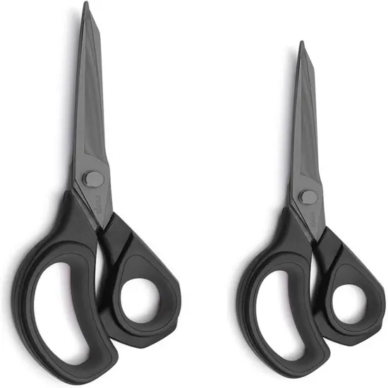 2 Pack Sewing Fabric Scissors: Titanium Coated Forged Sharp Heavy Duty Shears All Purpose for Tailor Dressmaking Crafting Cutting Clothes Leather, 8.5" & 9.5", Black {1}