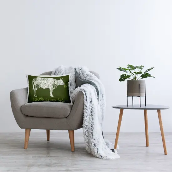 Stupell Industries Grass Fed Cow Decorative Printed Throw Pillow Design by Higher Learning/Life Is High, 14 x 7 x 20 {2}
