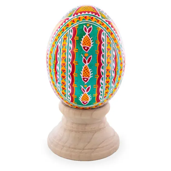 Geometrical Designs on Green Blown Real Eggshell Ukrainian Easter Egg Pysanka {3}