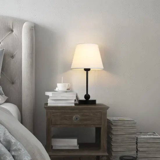 Modern Metal Table Lamp with Linen Shade UL Certified Bedside Light for Bedroom, Office, or Nursery Safe Non-Slip Base, Cozy Ambiance {4}