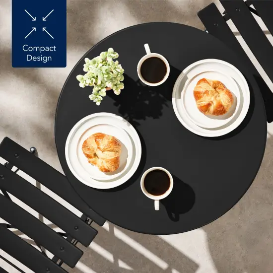 Best Choice Products 3-Piece Small Bistro Set, Folding Patio Furniture Set of 2 Chairs and Table Black {6}