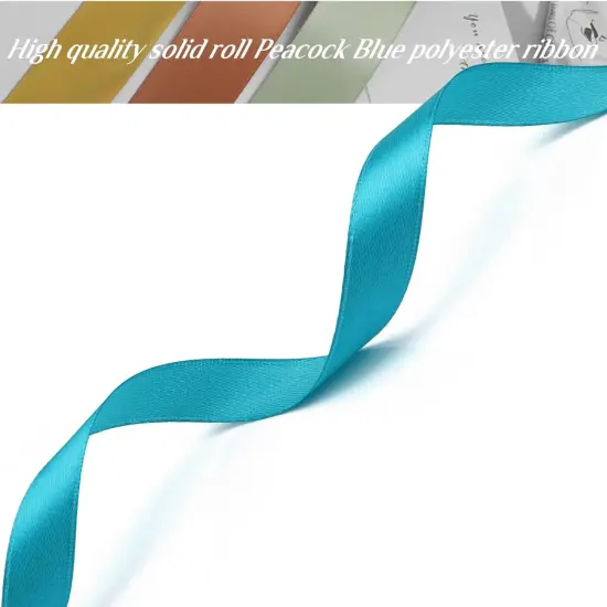 1/2 inch, Peacock Blue Ribbon for Gift Wrapping 50 Yards Perfect Wedding Party Wreath Sewing DIY Hair Accessories Decoration Floral Hair Balloons Other Projects (1/2 inch, Peacock Blue) {3}