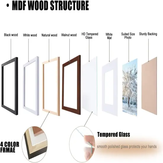 8 &times; 10 wood grain picture frame HD glass 4 color picture frames a set of 4, display pictures 5 &times; 7 cushion or 8 &times; 10 modern style wood grain composite picture frame, the best gift for friends and relatives {4}