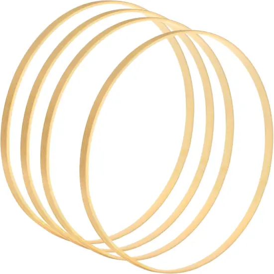 13 Inch Wooden Bamboo Floral Hoop, 4Pack Craft Rings for DIY Wedding Wreath Decor, Dream Catcher and Hanging Crafts {1}