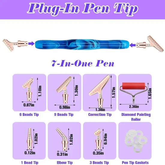 27-Piece Diamond Painting Pen Kit, 45&deg; Ergonomic Stainless Steel Metal Tips - Resin Diamond Art Pens - Diamond Painting Accessories Tools Pens for Diamond Painting Lovers Gifts (Rose Gold Tips) {4}