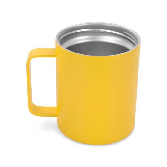 Makerflo 12 oz Powder Coated Camper Mug with Leak-Proof Clear Lid, Ideal for Craft and Personalization (Laser Engraving, UV DTF, Epoxy, and Vinyl) Yellow {2}