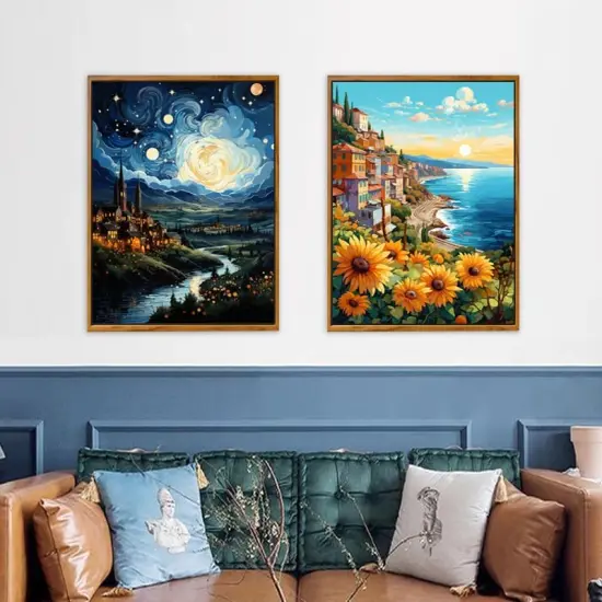 Paint by Numbers Kit for Adults Beginners,16" Wx20 L 2 Pack Canvas for Painting Kits for Adults in Colorful Box-Scenic Seashore Magical Castle {3}