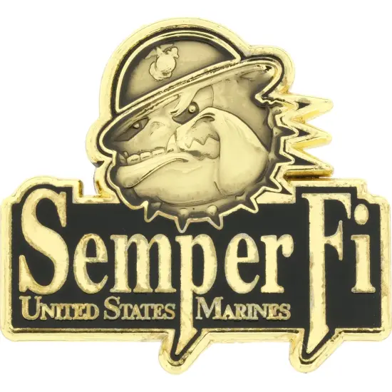 United States Marine Corp Semper Fi Bulldog Logo Pin 1" {1}
