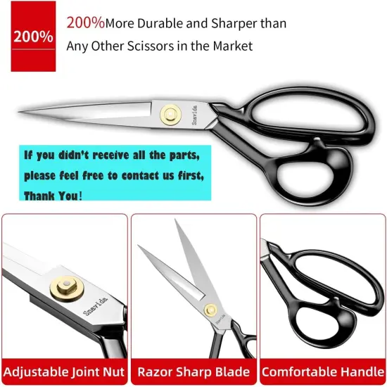 Fabric Scissors Tailor Sewing Shears - 9 Inch Heady Duty Scissors for Fabric Cutting Professional Ultra Sharp Cloth Tailor Scissors Multipurpose Utility Dressmaker Leather Titanium Scissors (9Inch) {4}