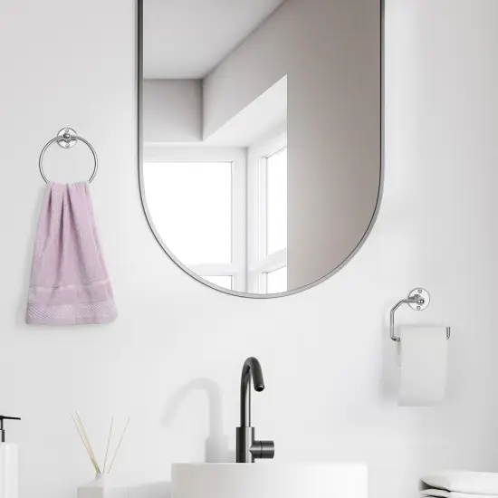 3-Piece Rustproof Bathroom Accessories Set Modern Toilet Paper Holder + 2 Towel Rings for Stylish Bathroom Storage Easy Install Silver {6}