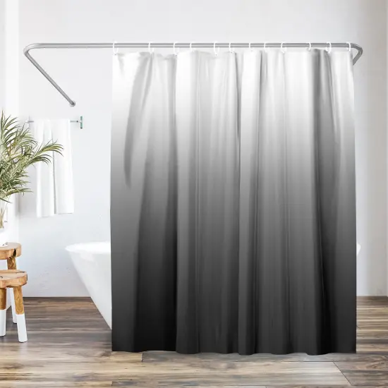 Americanflat 71x74 Ombre Grey Shower Curtain - Water Resistant - Polyester Fabric {1}