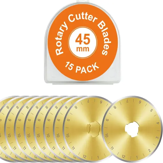 Titanium Coated 15 Packs 45mm Rotary Cutter Blades 45mm Quilting supplies Rotary Cutter Blades for fabric by , compatible with ,Sharp and Durable {1}