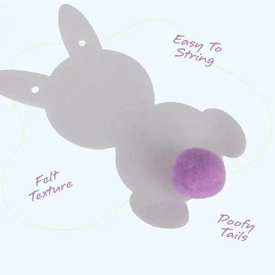 Easter Bunny Garland - Hanging Decorations Set with 10 Felt Rabbits, 9 Feet of Ribbon, and Needle for Stringing - Easter Bunny Decorations for Home, Office, or Classroom {3}