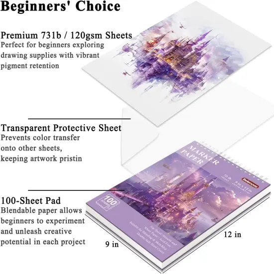 9"x12" Marker Paper Sketchbook, {3}